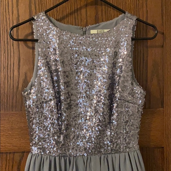 Silver Sequin Short Homecoming Dress - Picture 2 of 5